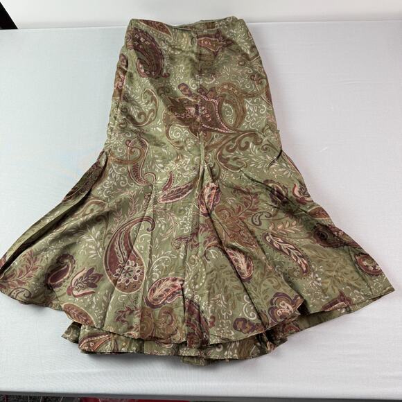 Vintage Ralph Lauren Silk Flounce Tulip Hem Paisley Lined Zipper Skirt Plus 18W - Picture 1 of 16